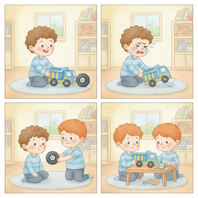 Benny's Broken Toy Truck story for kids illustration