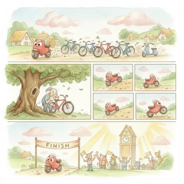 Benny the Bike's Slow Start story for kids illustration