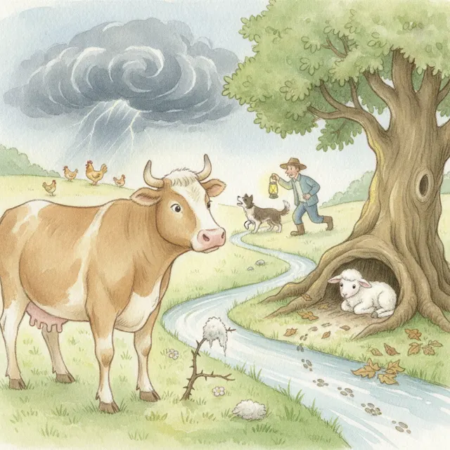 Bessie and the Lost Little Lamb story for kids illustration