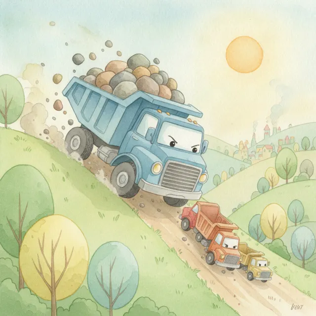 Big Blue and the Heavy Load story for kids illustration