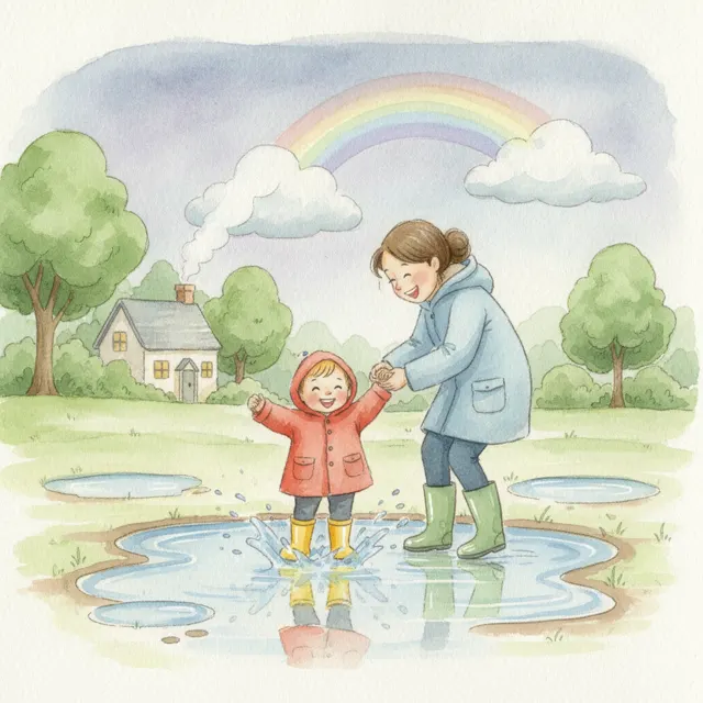 Big Rain, Little Puddles story for kids illustration