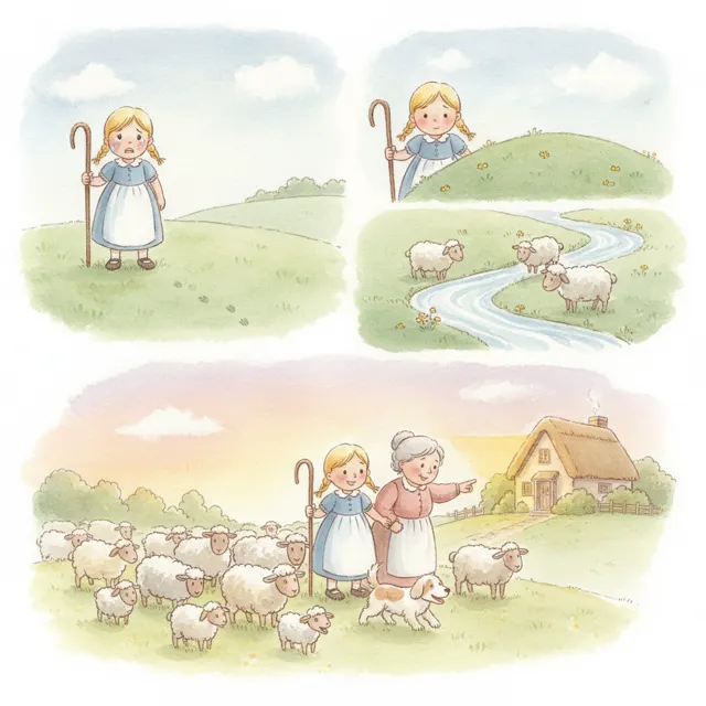 Bo Peep Finds Her Lost Sheep story for kids illustration