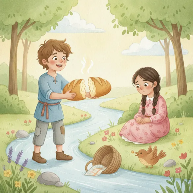 Bread by the River story for kids illustration