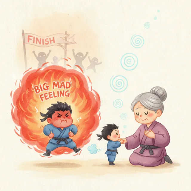 Breathe Slow, Little Ninja story for kids illustration