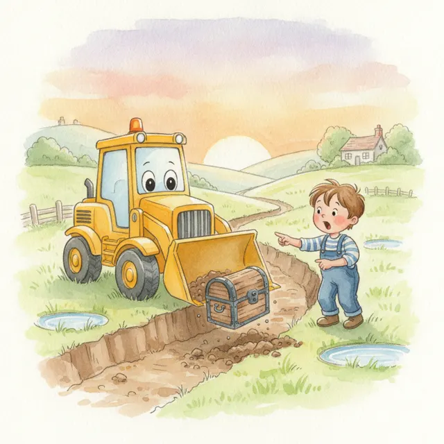 Bumble and the Buried Treasure story for kids illustration