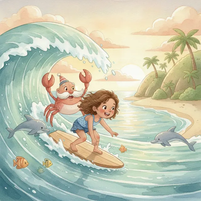 Cali's Big Wave Worry story for kids illustration