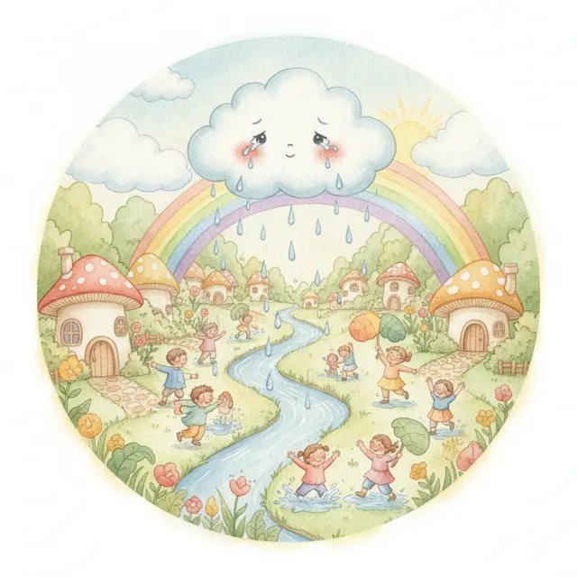 Cloud Who Cried Rain story for kids illustration