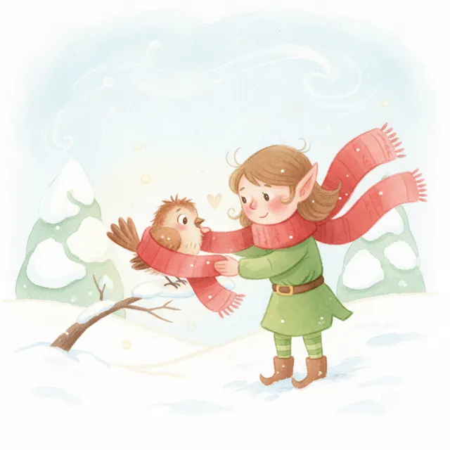 Clover Shares Her Warm Scarf story for kids illustration
