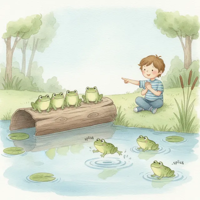 Count the Little Frogs story for kids illustration