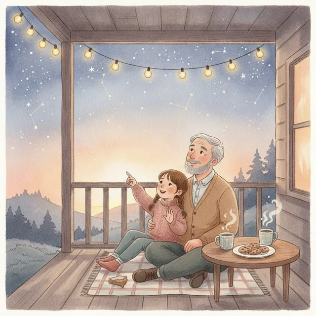 Counting Stars with Grandpa story for kids illustration