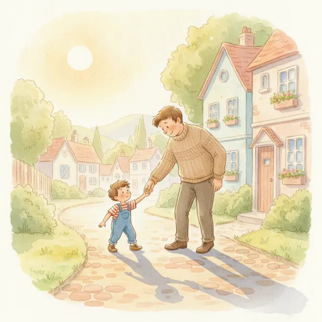 Dad's Big Shadow story for kids illustration
