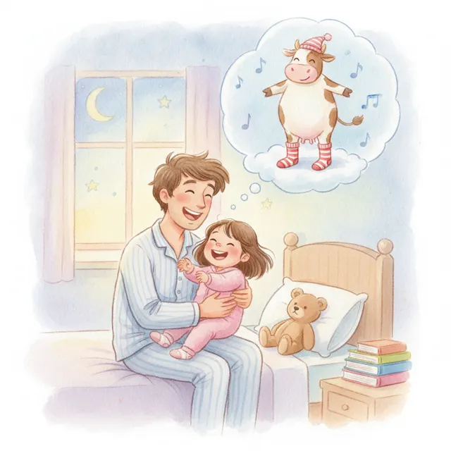 Dad's Silly Goodnight Song story for kids illustration