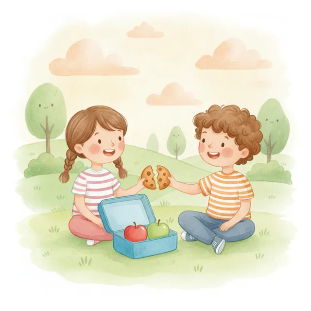 Dana Shares Her Snack story for kids illustration