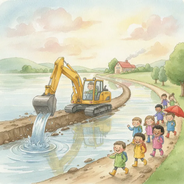 Digby Fixes the Flooded Road story for kids illustration