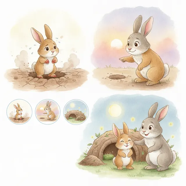 Digging the Deep Burrow story for kids illustration