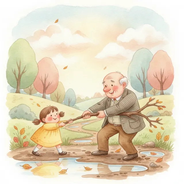 Dot Helps Grandpa Up story for kids illustration