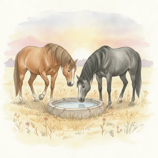Dusty and Storm Share the Field story for kids illustration