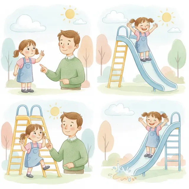 Eight Steps to the Slide story for kids illustration
