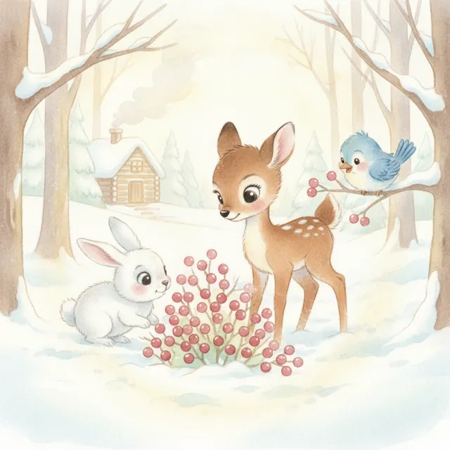 Fern Shares the Winter Berries story for kids illustration
