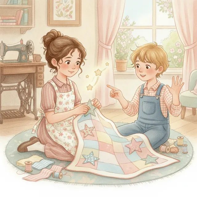 Five Stars for Grandma's Quilt story for kids illustration
