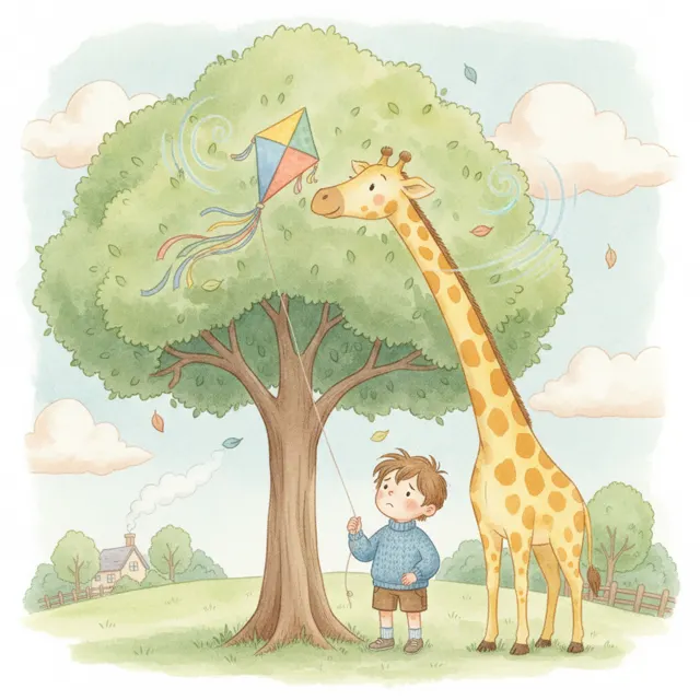Gina and the Stuck Kite story for kids illustration