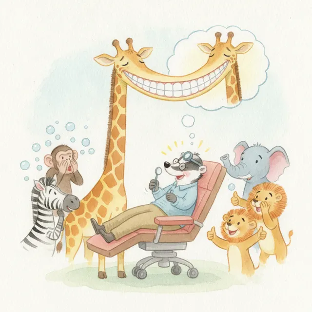 Gina the Giraffe's Long Smile story for kids illustration