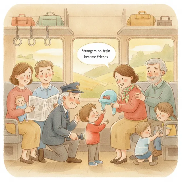 Grandma's Blue Train Hat story for kids illustration
