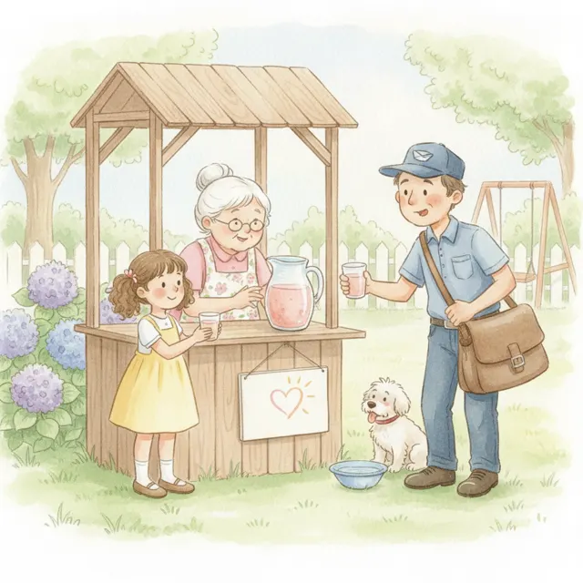 Grandma's Lemonade Stand story for kids illustration