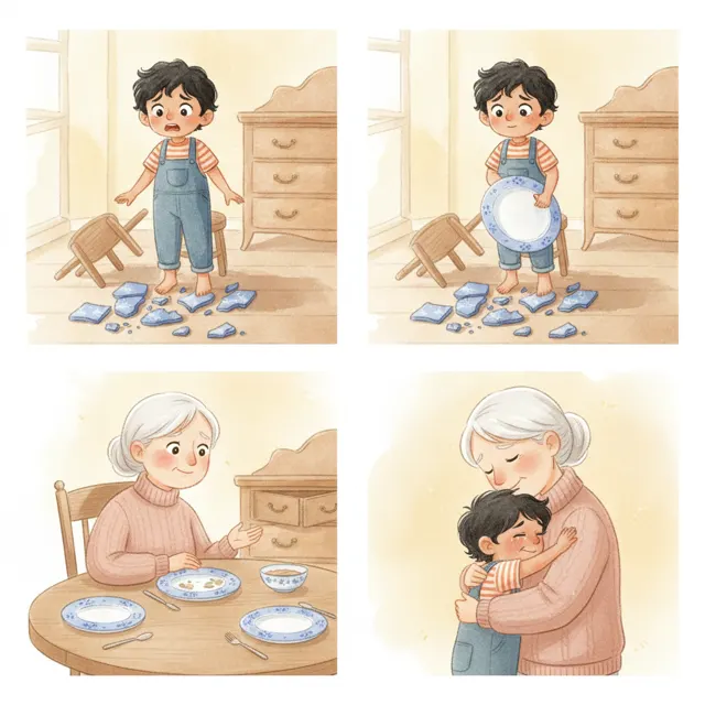 Grandma's Special Plate story for kids illustration