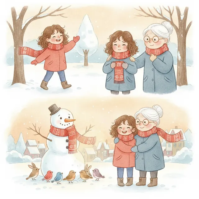 Grandma's Warm Scarf story for kids illustration