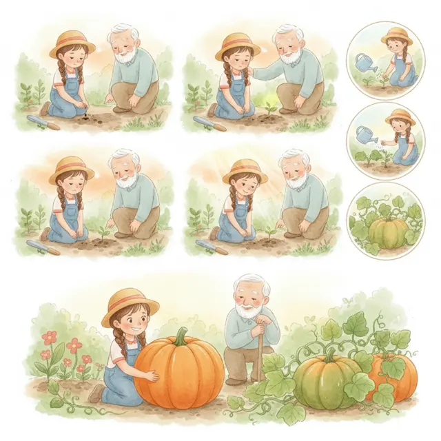 Grandpa's Garden Surprise story for kids illustration