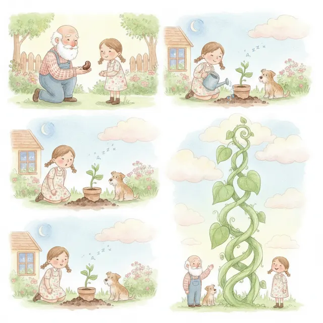 Grandpa's Magic Bean story for kids illustration
