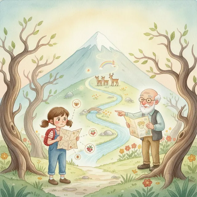 Grandpa's Map to the Top story for kids illustration
