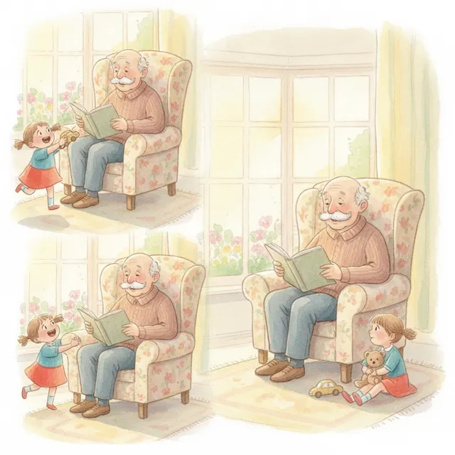 Grandpa's Quiet Corner story for kids illustration