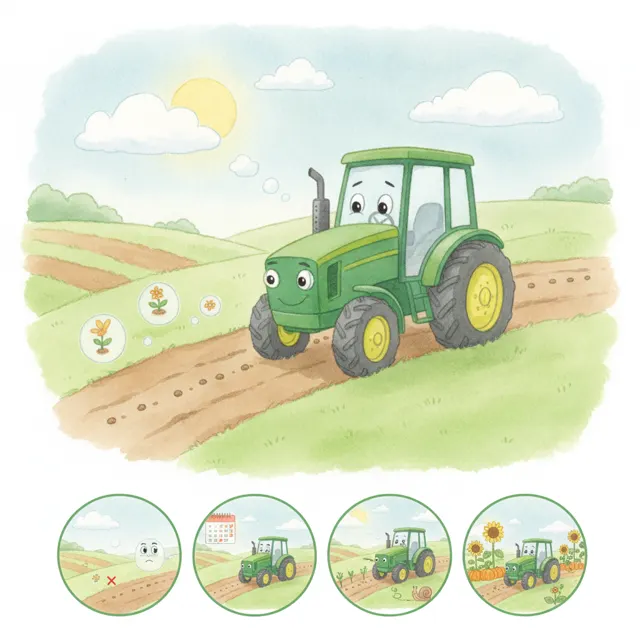 Greenfield and the Sleepy Seeds story for kids illustration