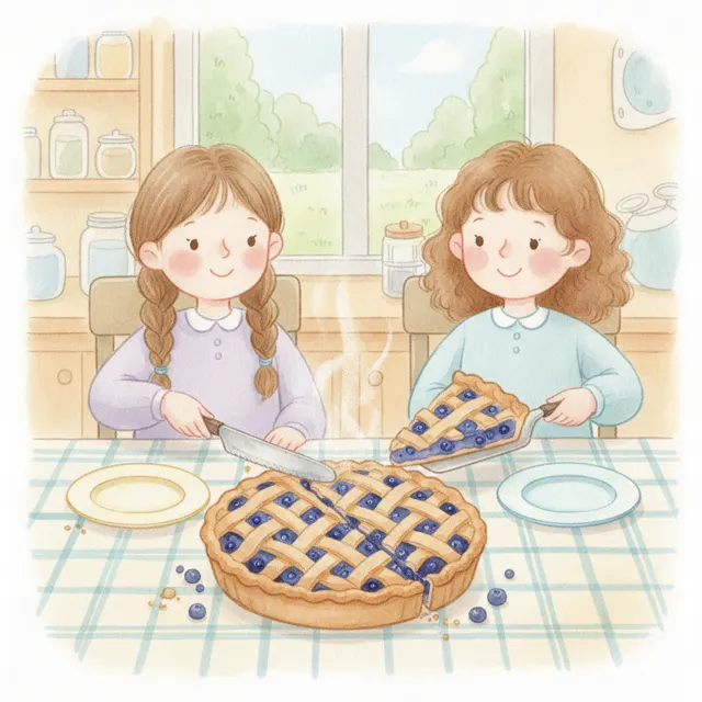 Half of the Big Blue Pie story for kids illustration