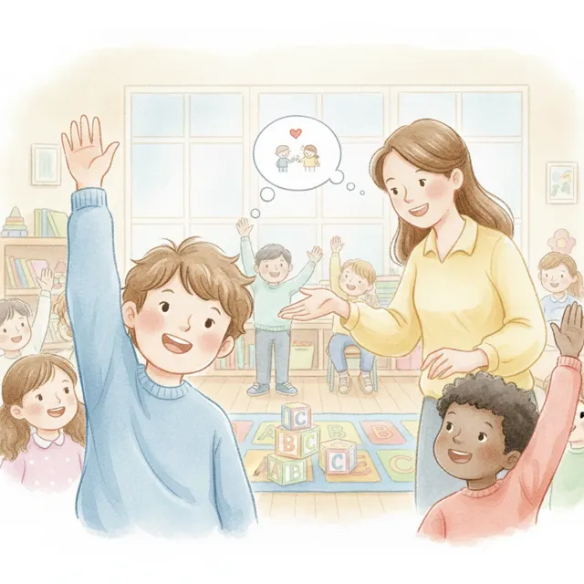 Hands Up, Please story for kids illustration