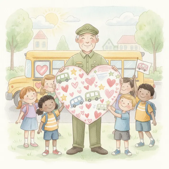 Hearts for the Bus Driver story for kids illustration