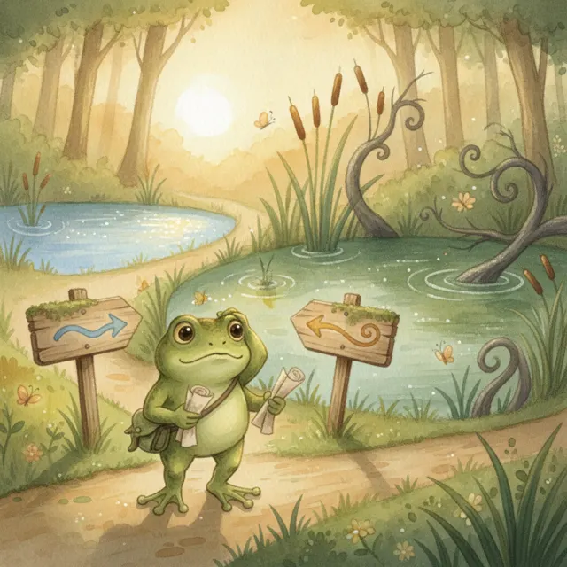 Hop, Skip, and the Wrong Pond story for kids illustration