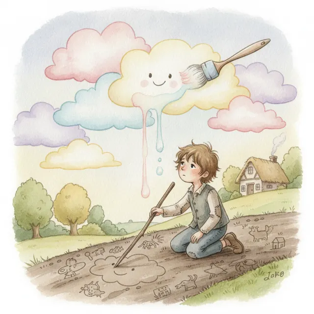Jack and the Cloud Painter story for kids illustration