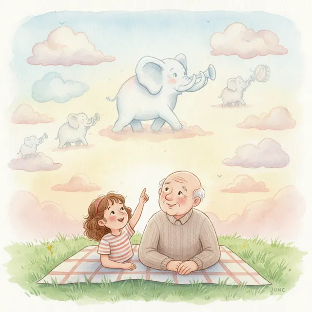 June's Cloud Parade story for kids illustration