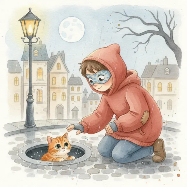 Kai and the Lost Kitten story for kids illustration