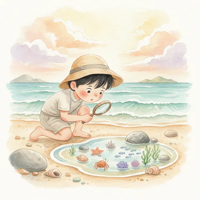 Kai and the Tide Pool Secret story for kids illustration