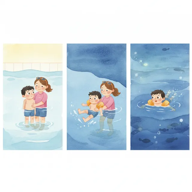 Kai Swims to the Deep End story for kids illustration