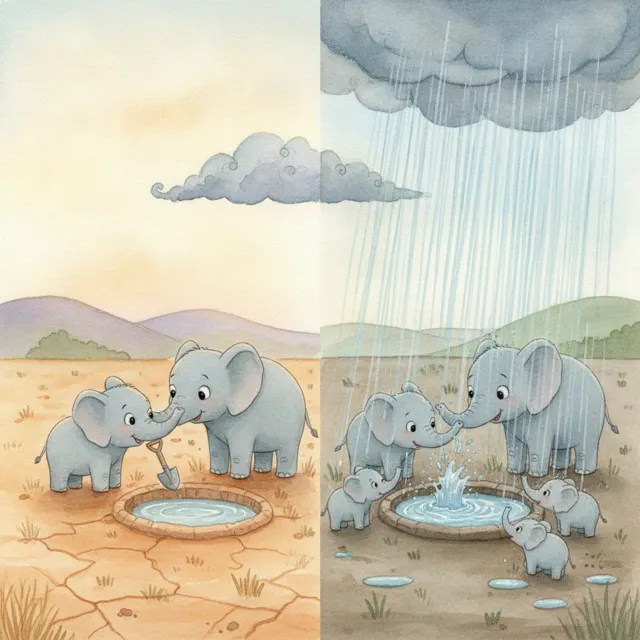 Kavi Waits for the Rain story for kids illustration