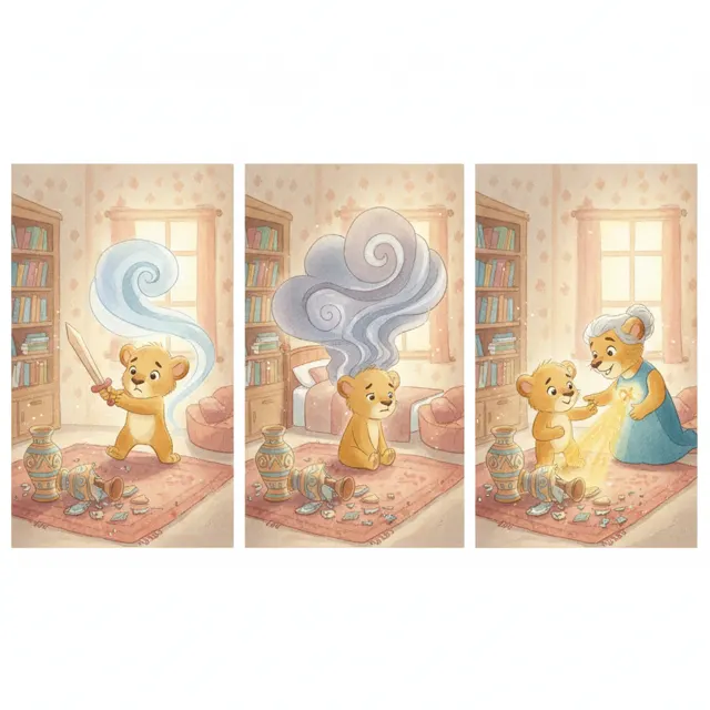 King Leo and the Broken Vase story for kids illustration