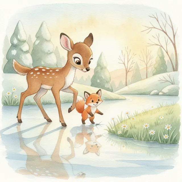Lark and the Frozen Stream story for kids illustration