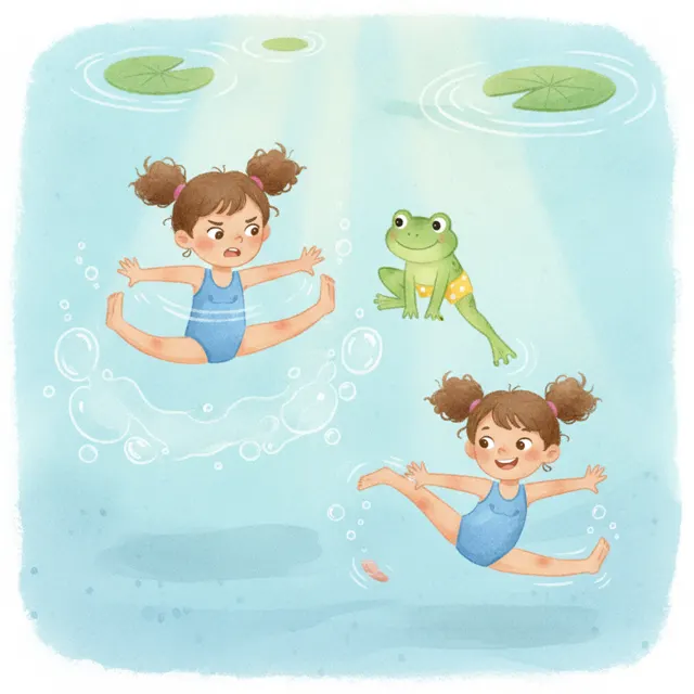 Learning the Froggy Kick story for kids illustration