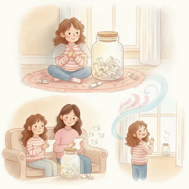 Lena's Jar of Worries story for kids illustration