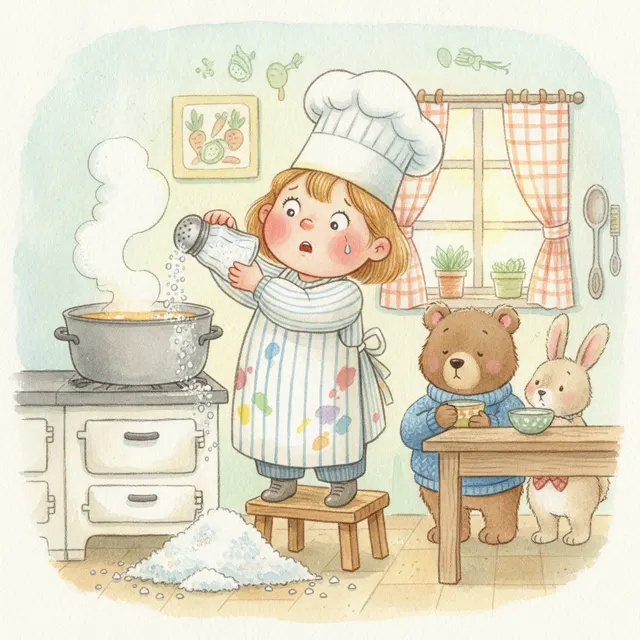 Lena's Very Salty Soup story for kids illustration